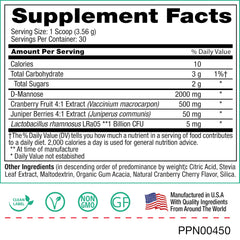 Peak Urinary Tract Powder shows probiotic LRr05 with 1 billion CFU for microbiome balance.
