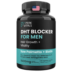 Peak Vitals DHT Blocker bottle for daily hair support and thicker-looking strands