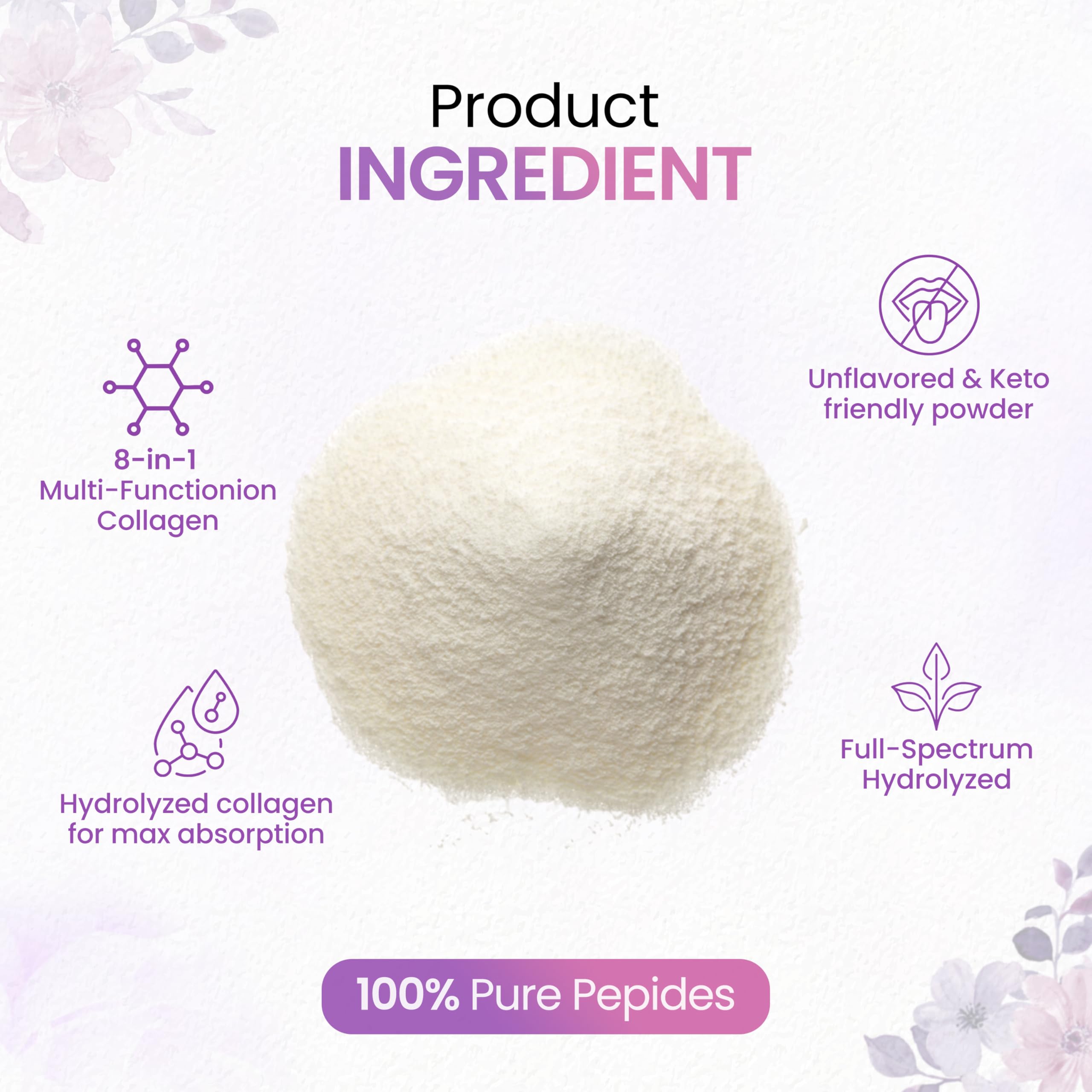 Dissolving collagen powder in water demonstrates quick, smooth mix