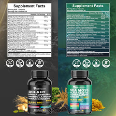 Peakhealth Shilajit Sea Moss capsules for convenient daily use.