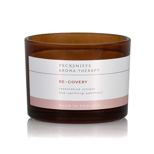 Pecksniff's Aromatherapy Recovery 3-Wick Candle in a jar for relaxing ambience and long burn