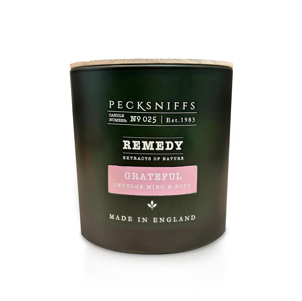 Pecksniff's Grateful Candle three-wick jar for balanced, even burn.