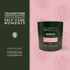Pecksniff's Grateful Candle delivers long-lasting fragrance for relaxing moments.