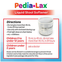 Dosing directions illustration for Pedia-Lax guiding caregivers.