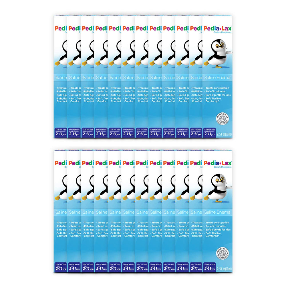 Pedia-Lax saline enema pack with 24 doses for home relief