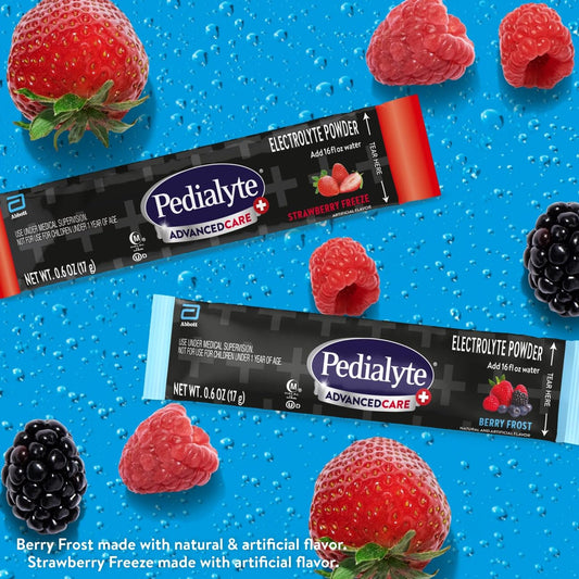 Pedialyte AdvancedCare Plus berry-frost packet for on-the-go rehydration