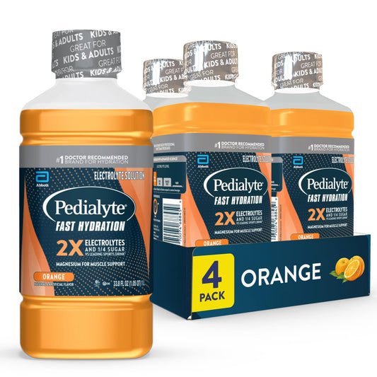 Pedialyte Fast Hydration orange pour bottle for quick electrolyte replenishment