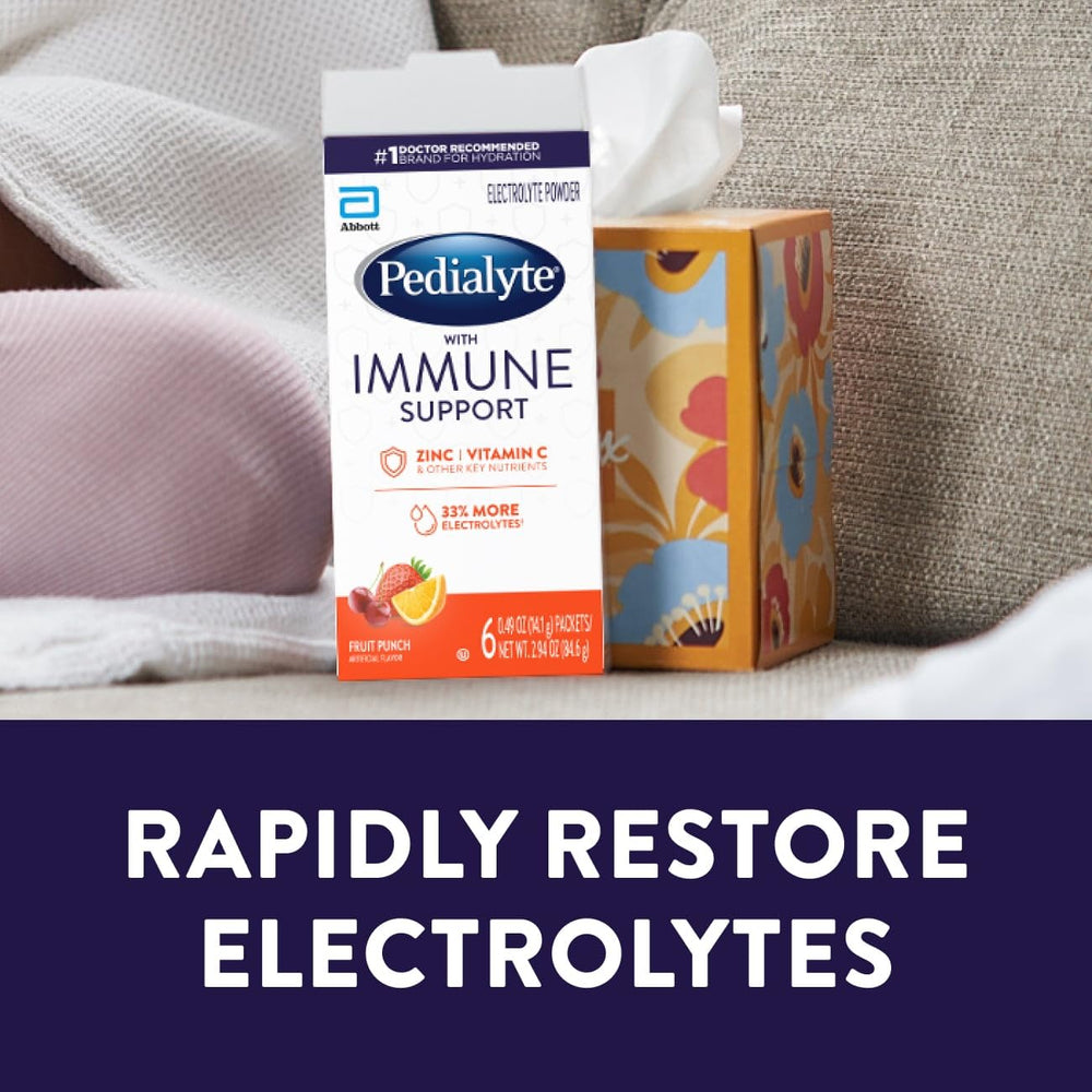 Pedialyte Immune Support label close up with nutrients