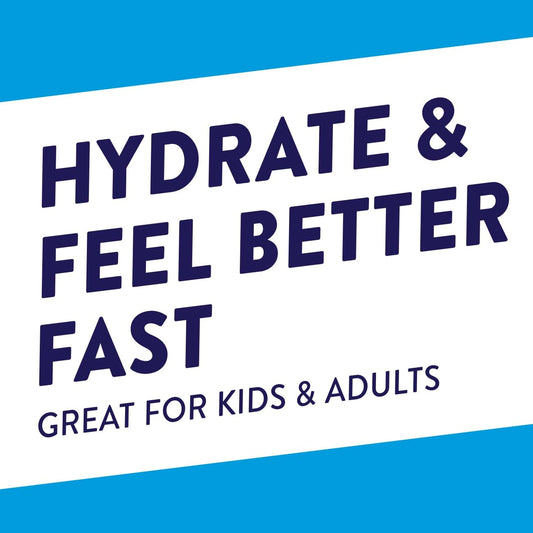 Pedialyte orange powder packet showing portable hydration solution.