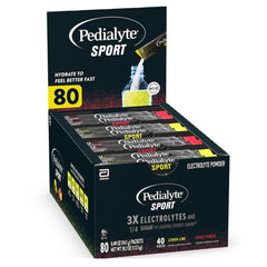 Pedialyte Sport fruit punch powder packet for fast hydration during workouts.