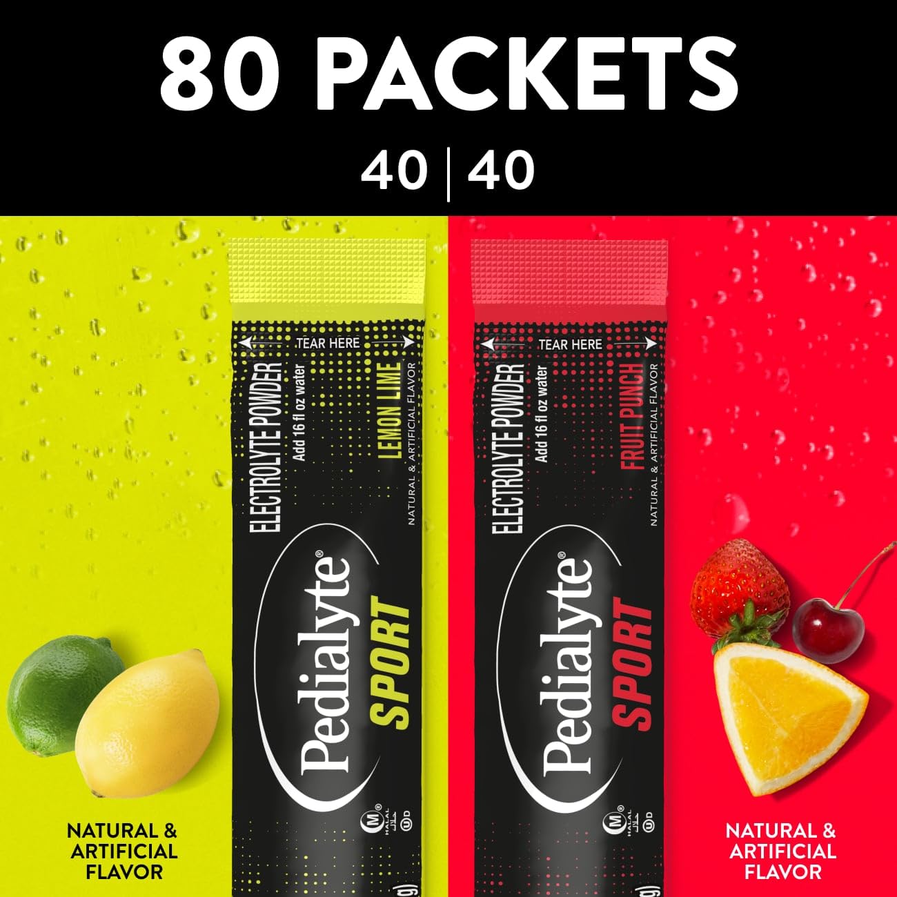 Pedialyte Sport lemon lime powder packet ideal for on-the-go electrolyte replenishment.