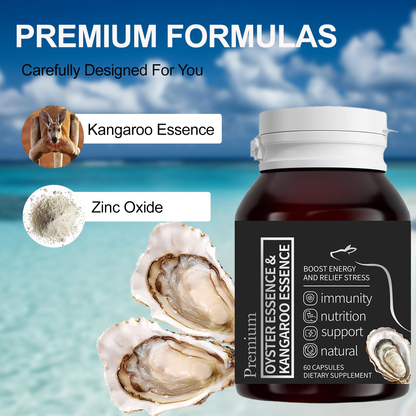 Peehss Oyster Extract Capsules pour shows easy daily vitality