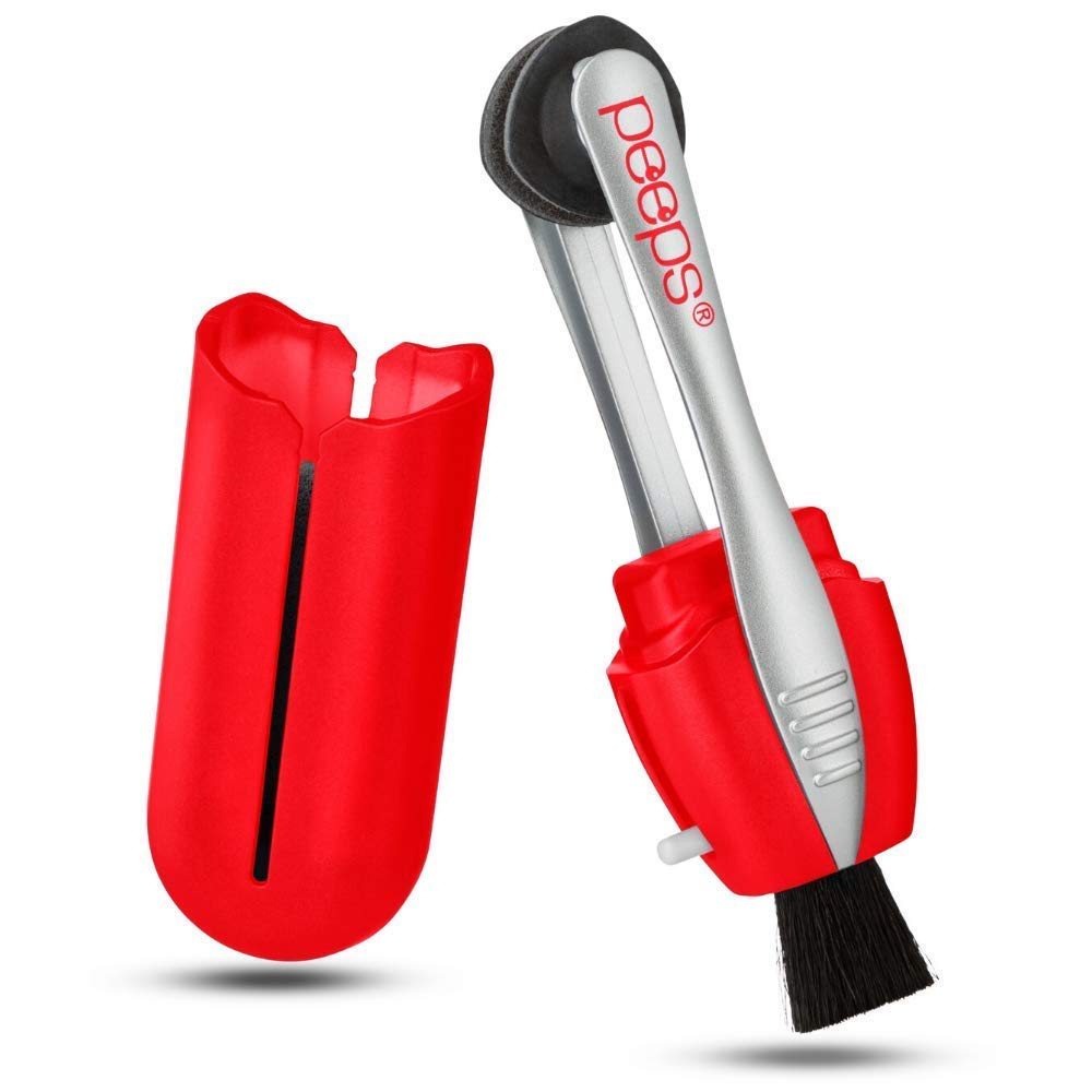 Peeps CarbonKlean glasses cleaner 3-pack in injected red for easy on-the-go lens cleaning.