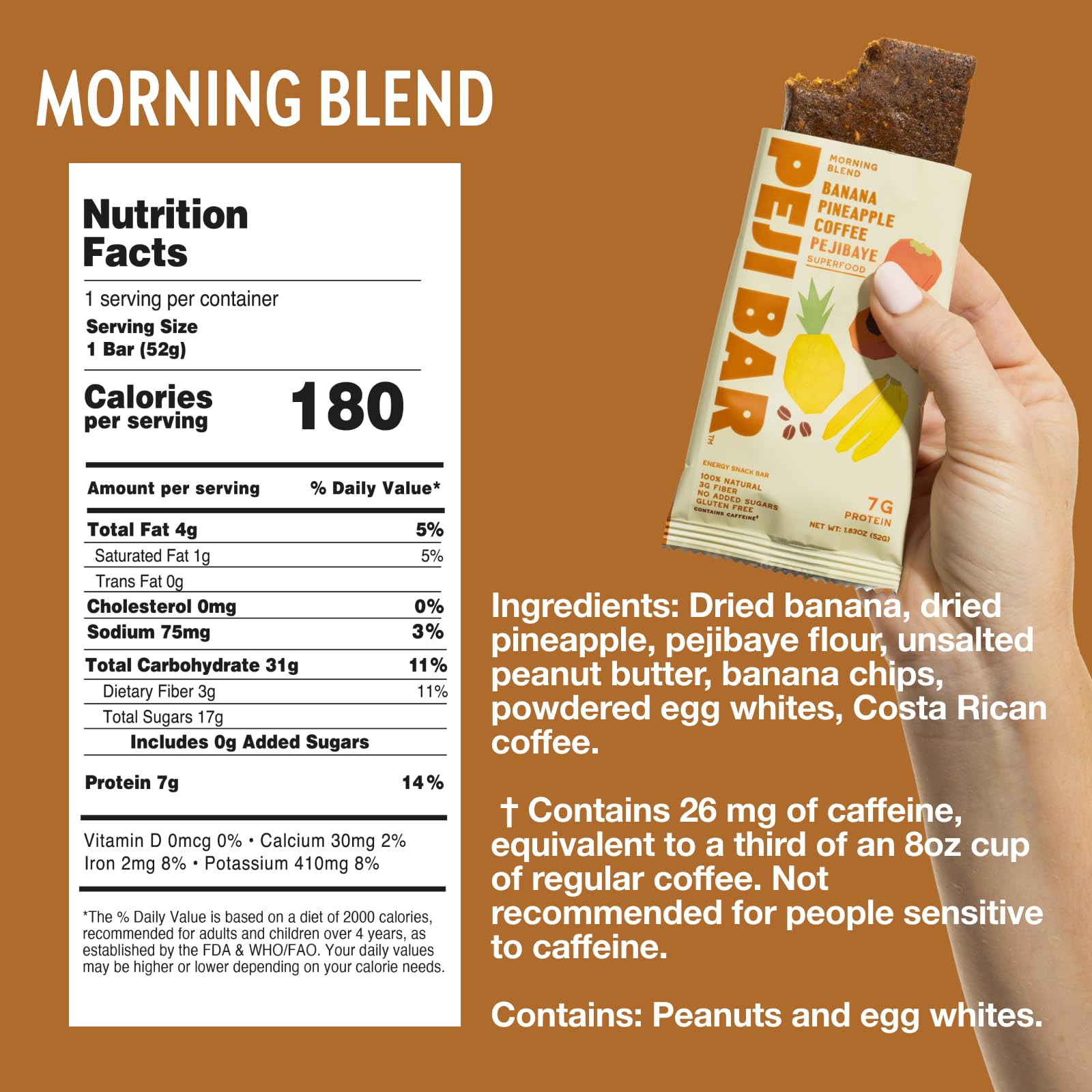 PEJI BAR Morning Blend banana pineapple coffee: tropical flavor with caffeine lift