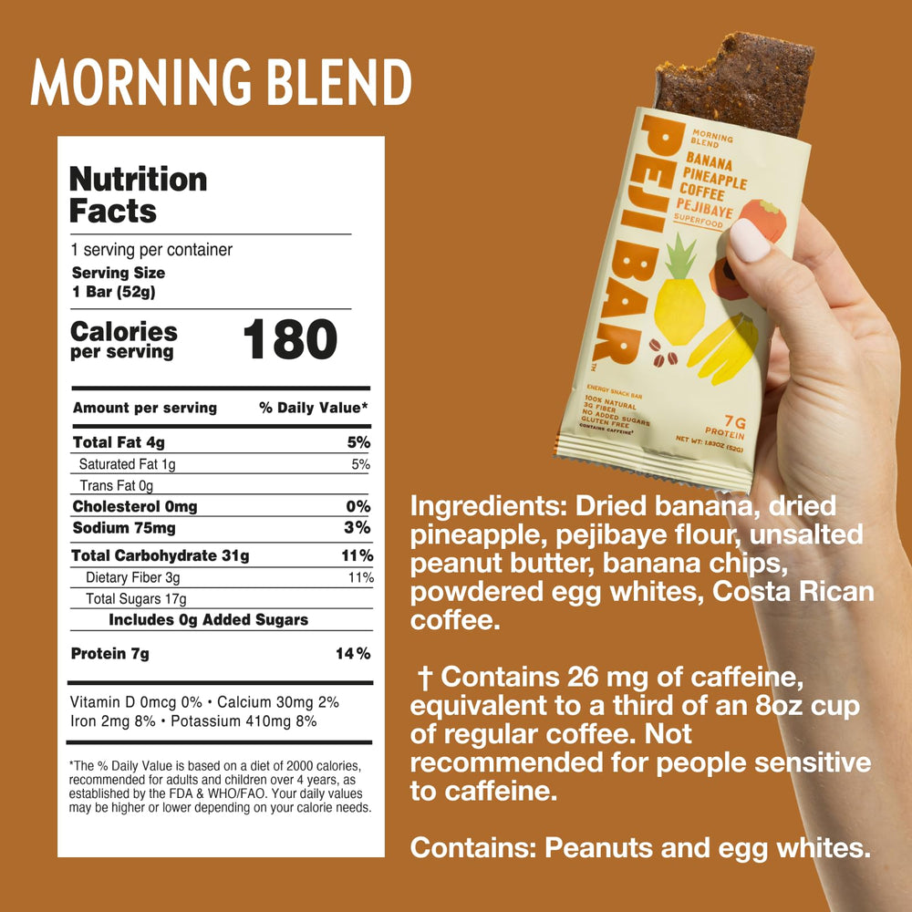 PEJI BAR Morning Blend banana pineapple coffee: tropical flavor with caffeine lift