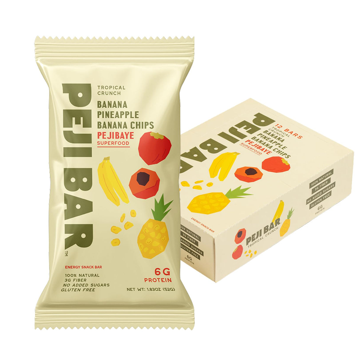 PEJI BAR Tropical Crunch banana pineapple bar for on the go energy and flavor