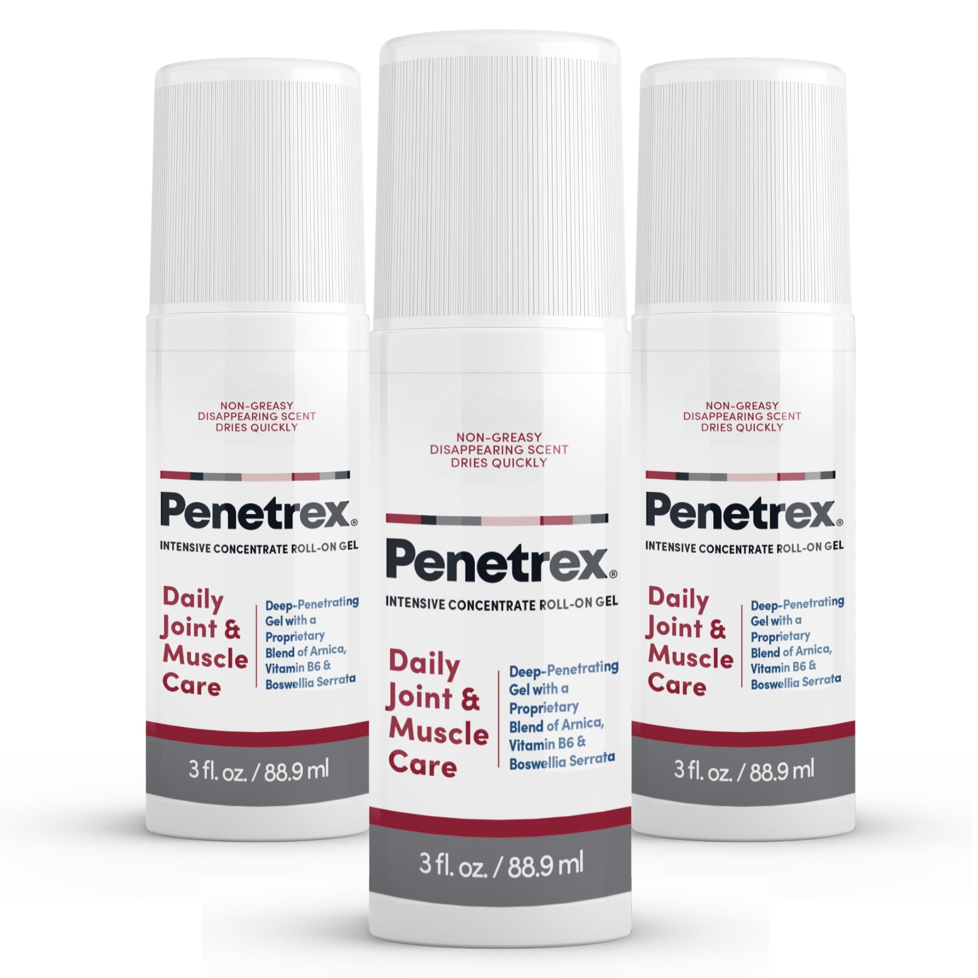 Penetrex roll-on application demonstrates quick-absorption relief for sore joints and muscles