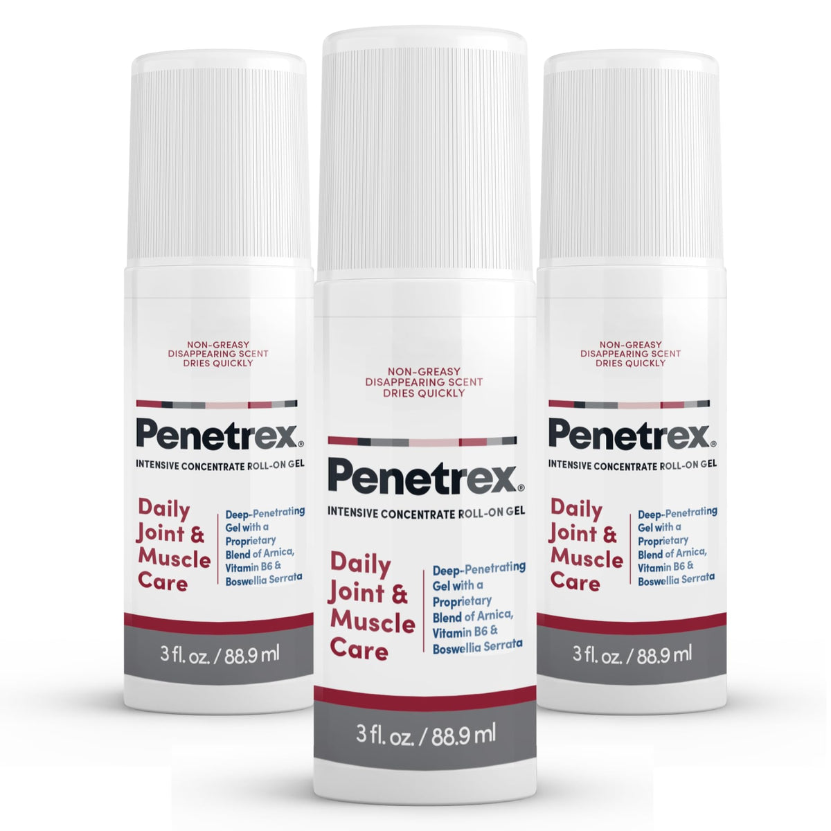 Penetrex roll-on application demonstrates quick-absorption relief for sore joints and muscles