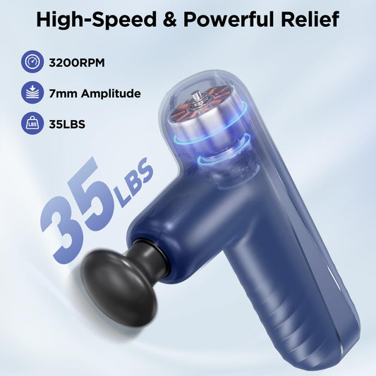 Penjoy Mini Massage Gun front view highlights its compact, easy-to-grip design.