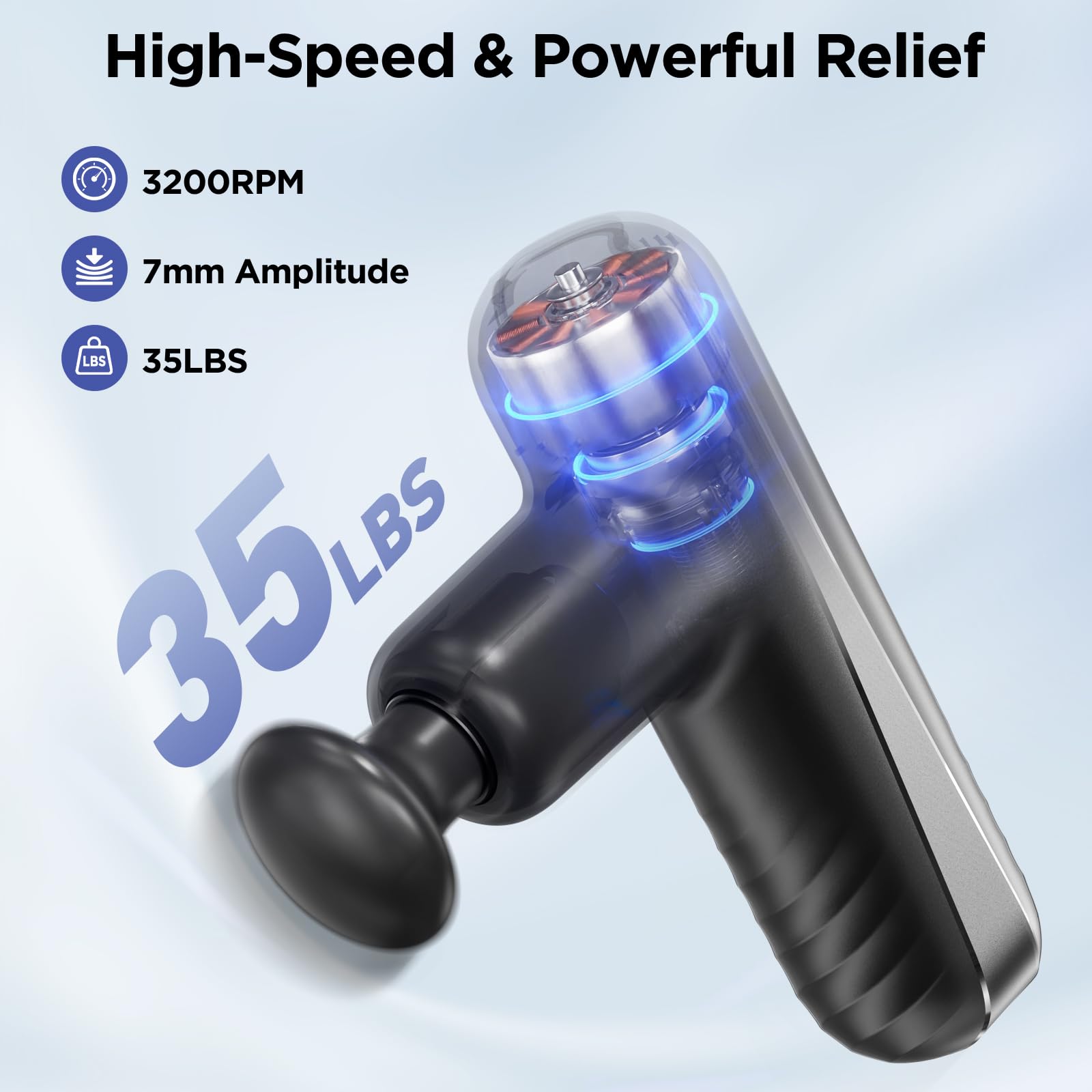 Penjoy Mini Massage Gun with four heads for targeted deep tissue relief.