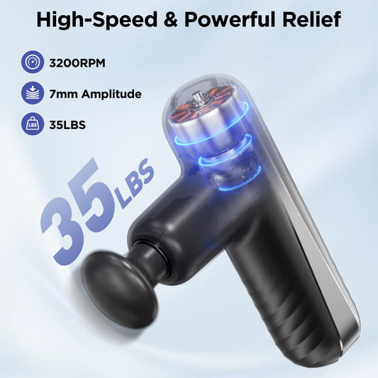 Penjoy Mini Massage Gun with four heads for targeted deep tissue relief.