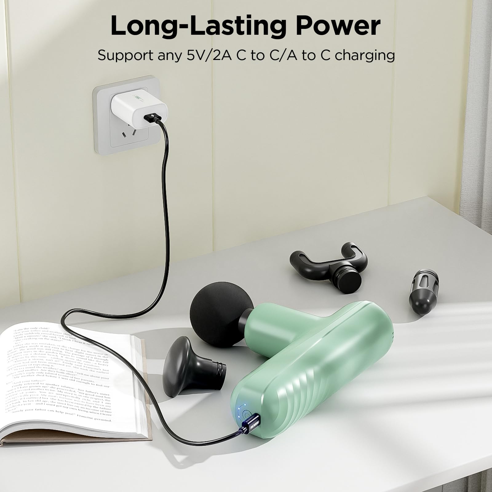 Penjoy Mini Massage Gun USB-C charging for fast, convenient power on the go