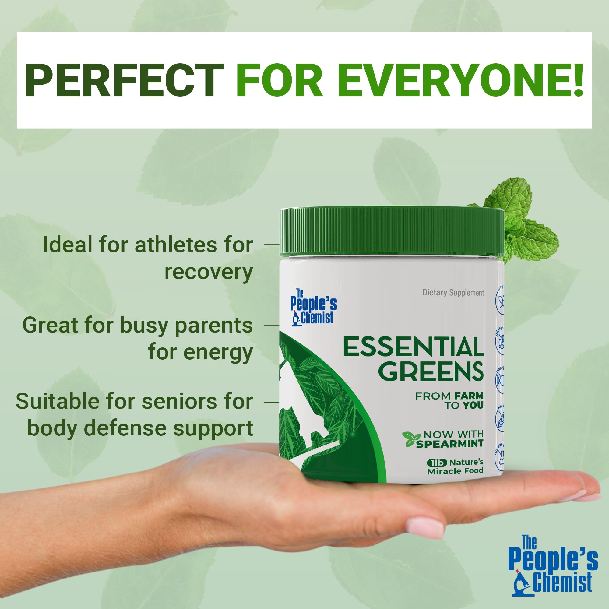 People's Chemist Essential Greens probiotic blend banner signaling digestive support