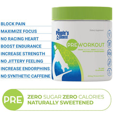 People's Chemist Pre-Workout Lime packaging showing zero sugar and no artificial ingredients.