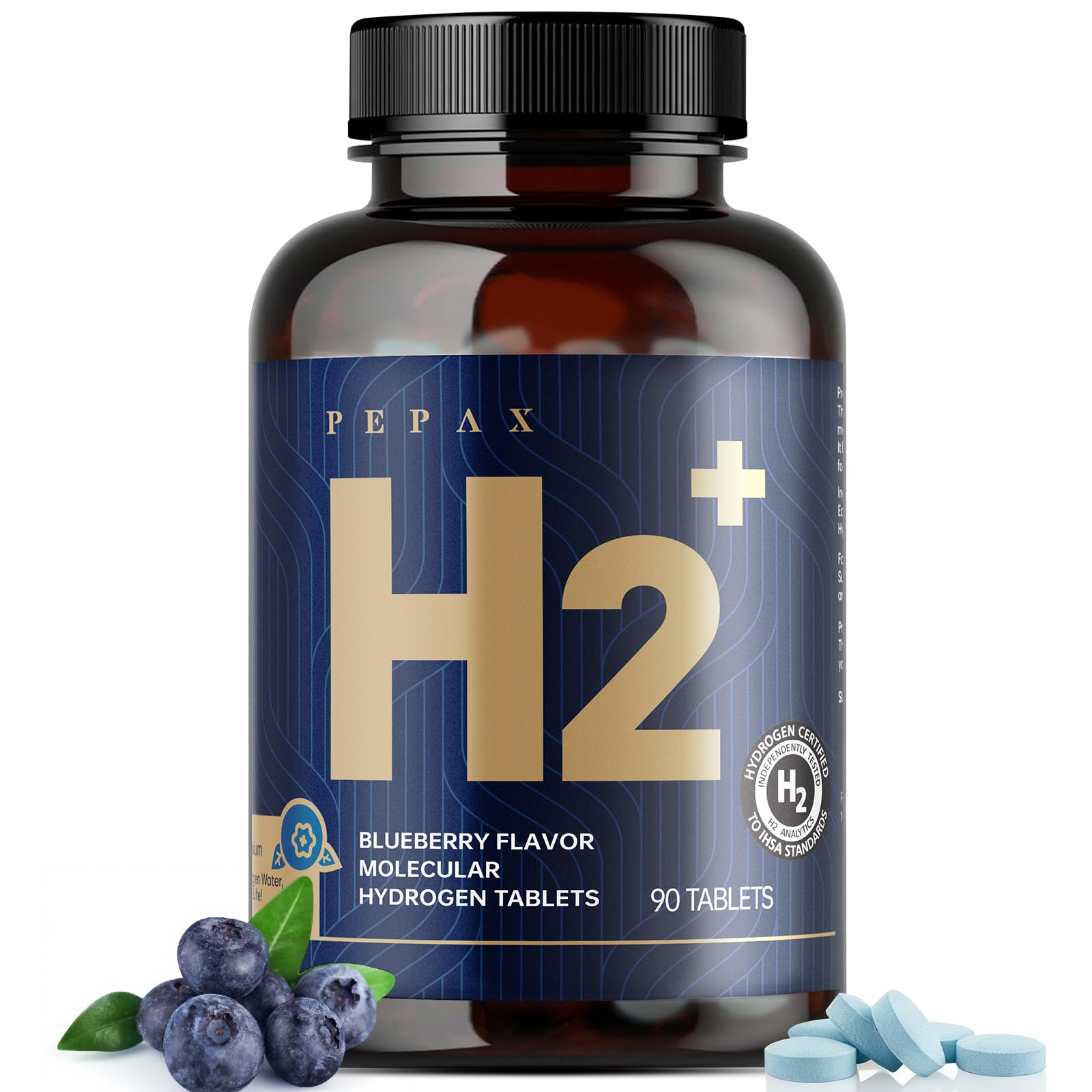PEPAX hydrogen tablets in blueberry bottle for refreshing hydration