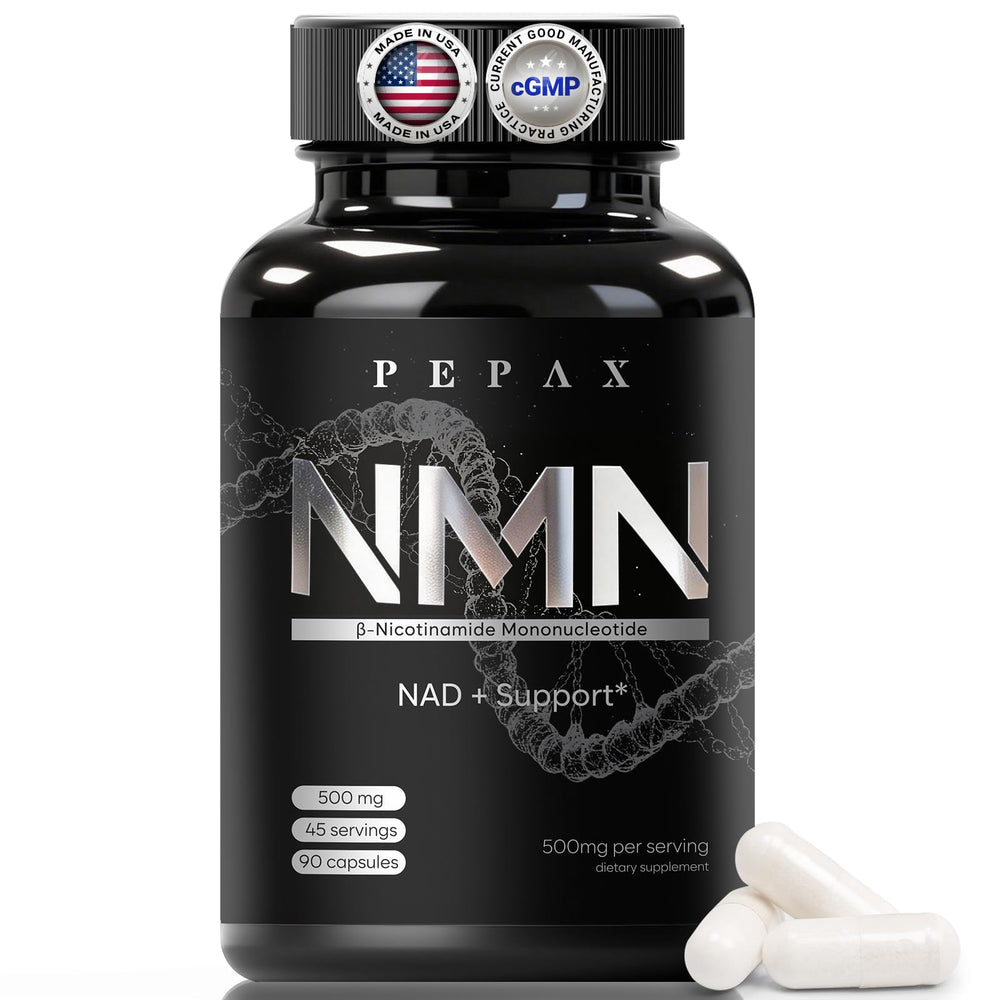 PEPAX NMN bottle label shows purity and dosage information for confident use.