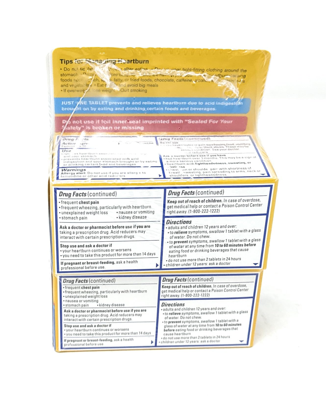 Pepcid AC box packaging emphasizing portability