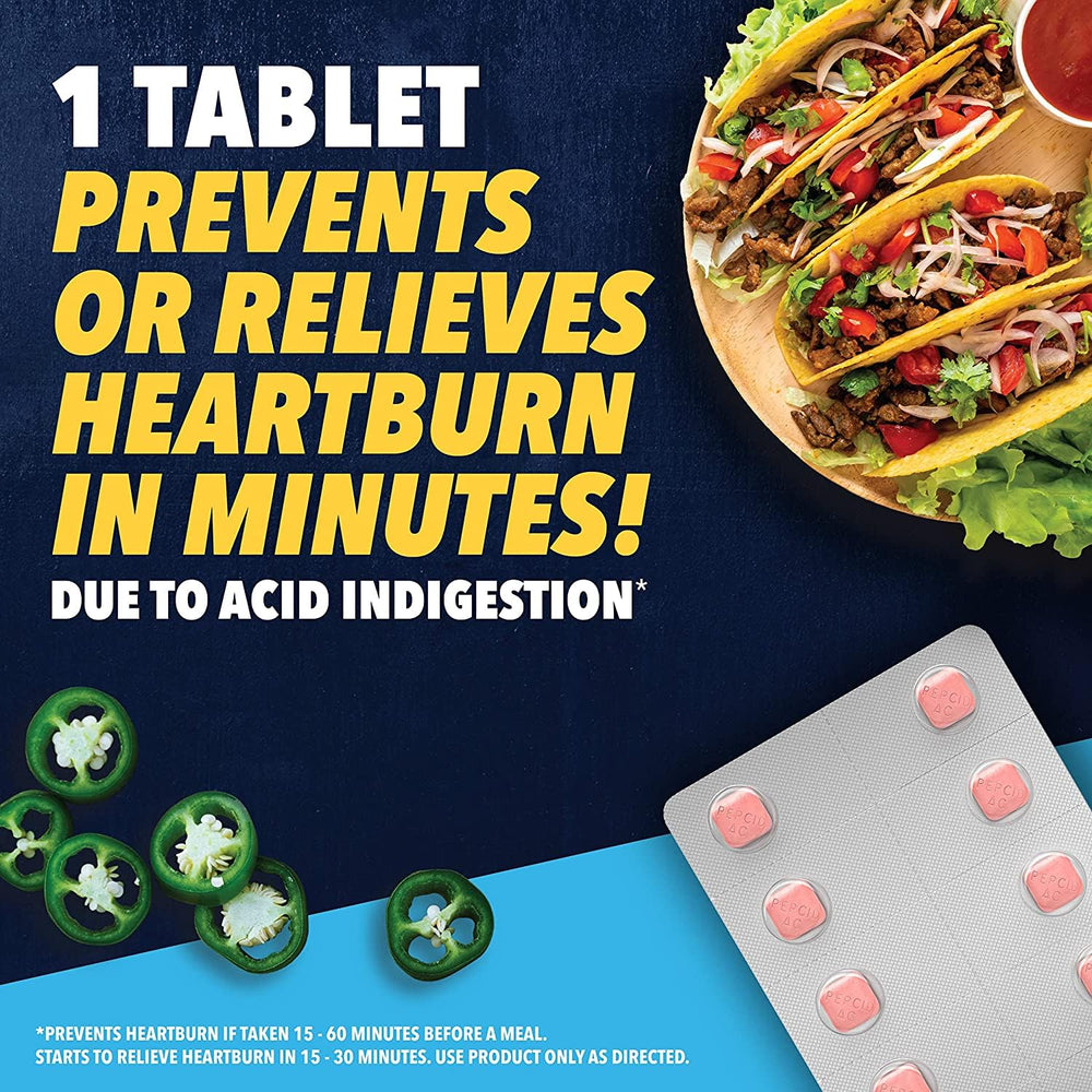 Pepcid AC Original Strength tablets in hand for quick relief on the go.