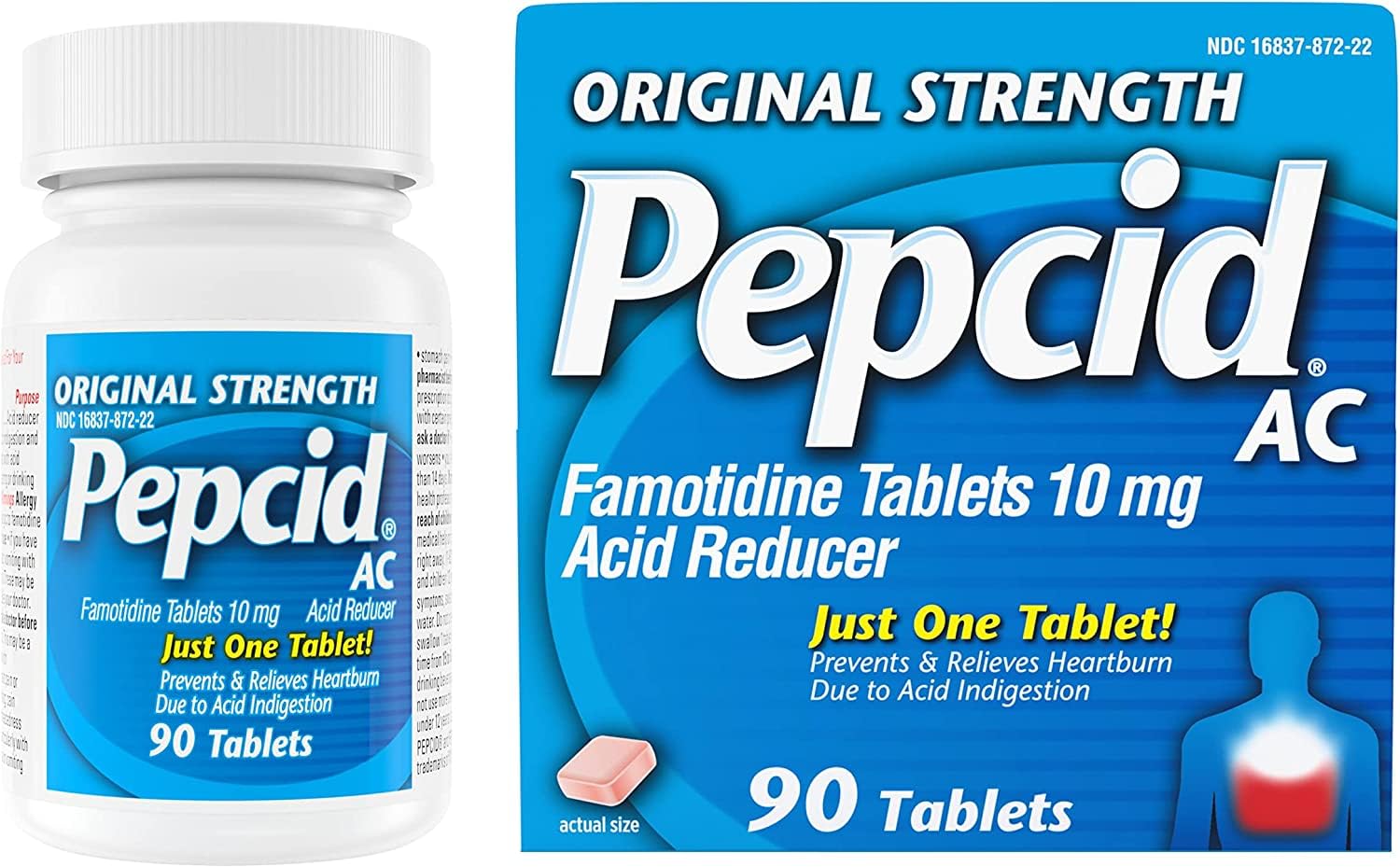 Pepcid AC Original Strength tablets refill pack showing ongoing availability.