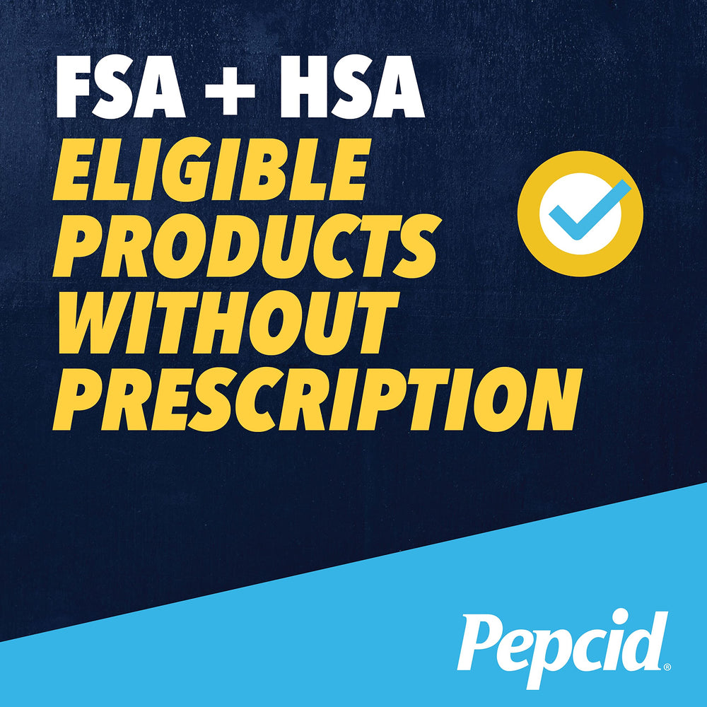 70-count Pepcid Complete bottle label highlighting dual-action formula.