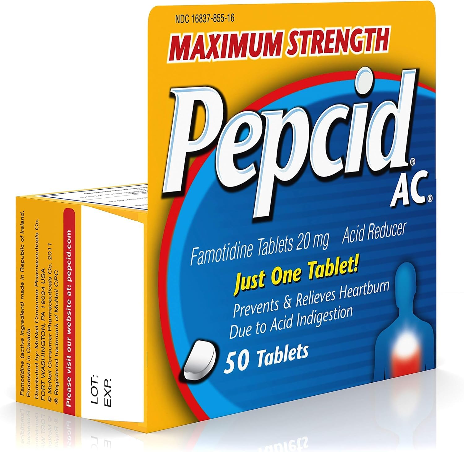 Pepcid CSC24 blister-pack closeup with clear dosing for easy use
