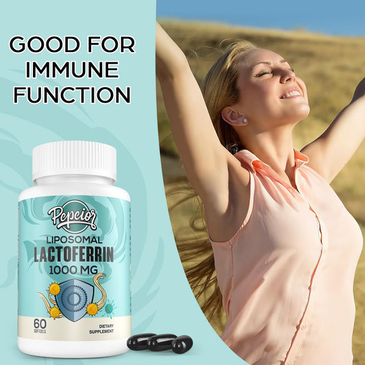 Pepeior liposomal lactoferrin label closeup reveals 1000 mg per softgel