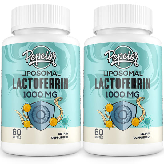 Pepeior liposomal bovine lactoferrin bottle front shows premium iron support