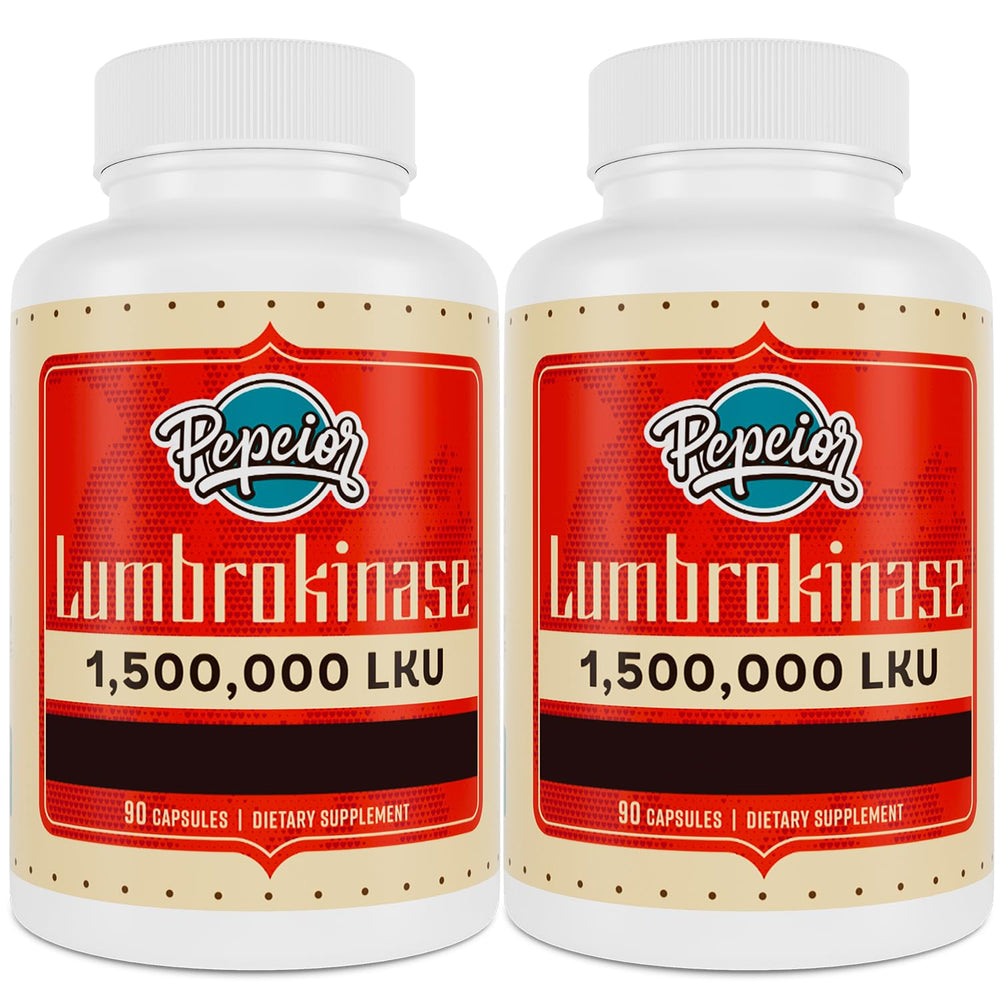 Pepeior Lumbrokinase bottle front highlighting premium enzyme supplement for circulatory support.