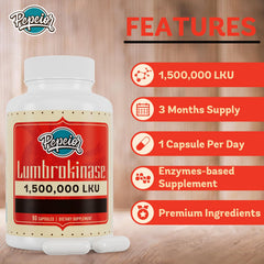 Pepeior Lumbrokinase packaging on countertop for daily use and convenience.