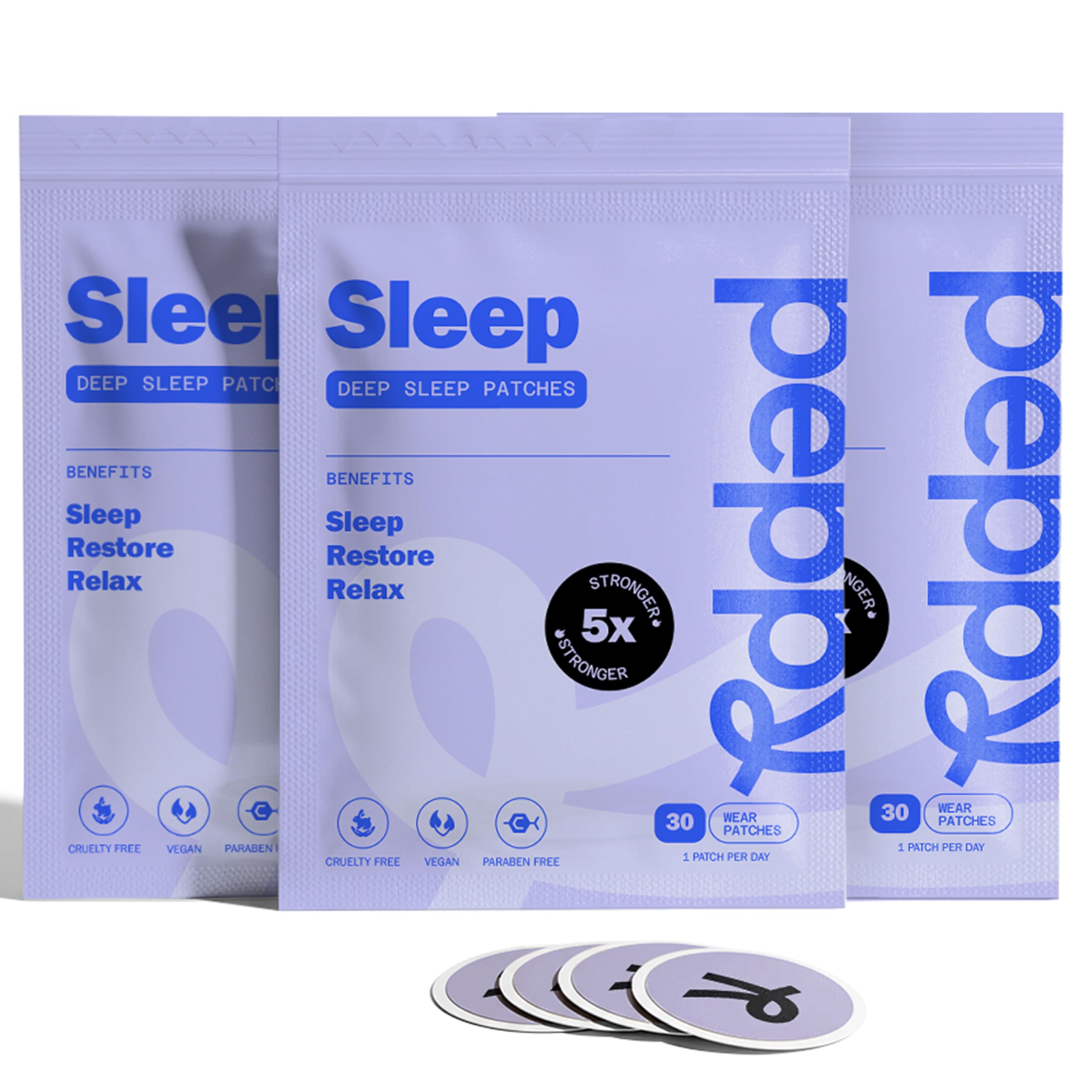 Peppy Sleep Patches 3-Pack front view showing easy nighttime application for calm evenings