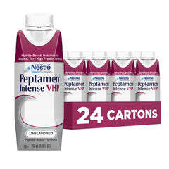 Peptamen Intense VHP bottle front view for high-protein tube feeding support.