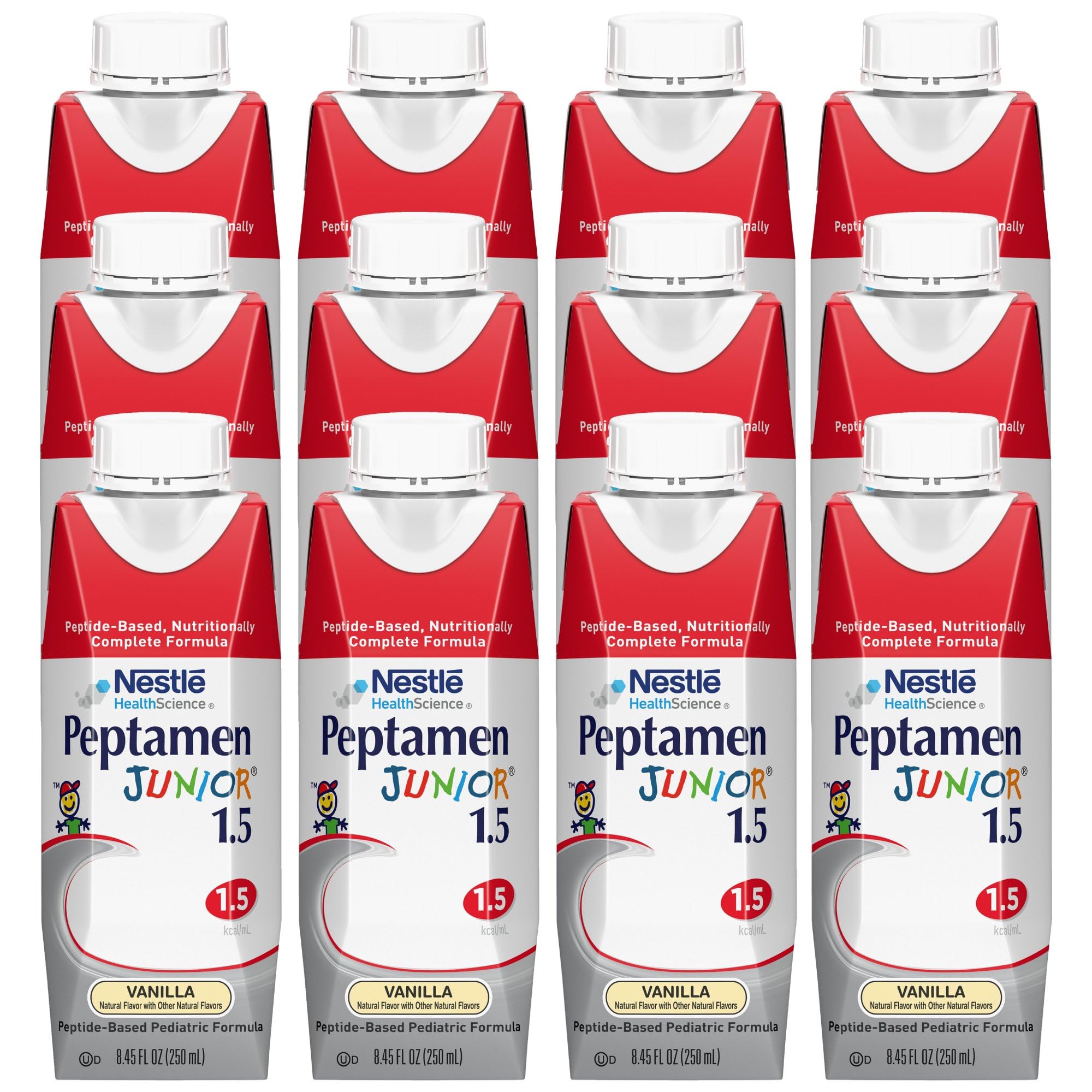 Peptamen Junior 1.5 Vanilla prepared shake in glass ready to sip