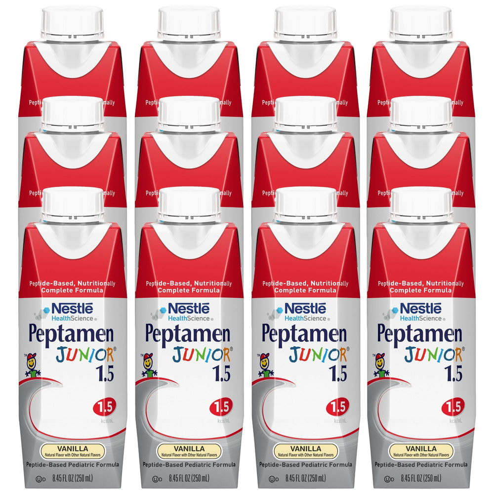 Peptamen Junior 1.5 Vanilla prepared shake in glass ready to sip