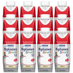 Peptamen Junior 1.5 Vanilla prepared shake in glass ready to sip