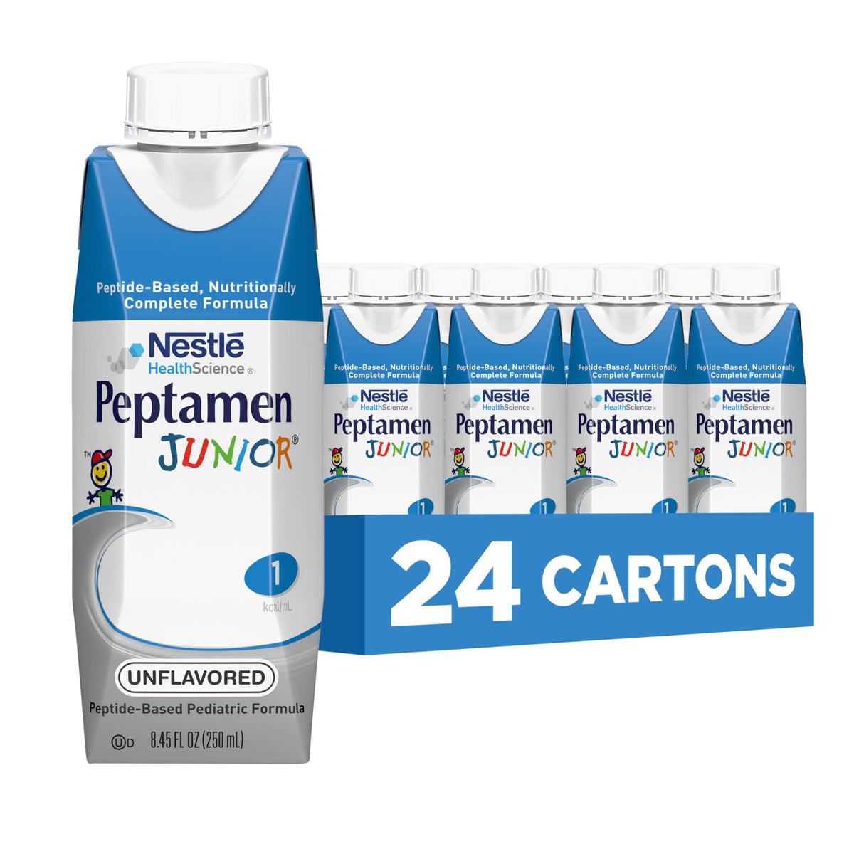 Peptamen Junior box 24-pack supports pediatric nutrition with easy digestion and absorption.