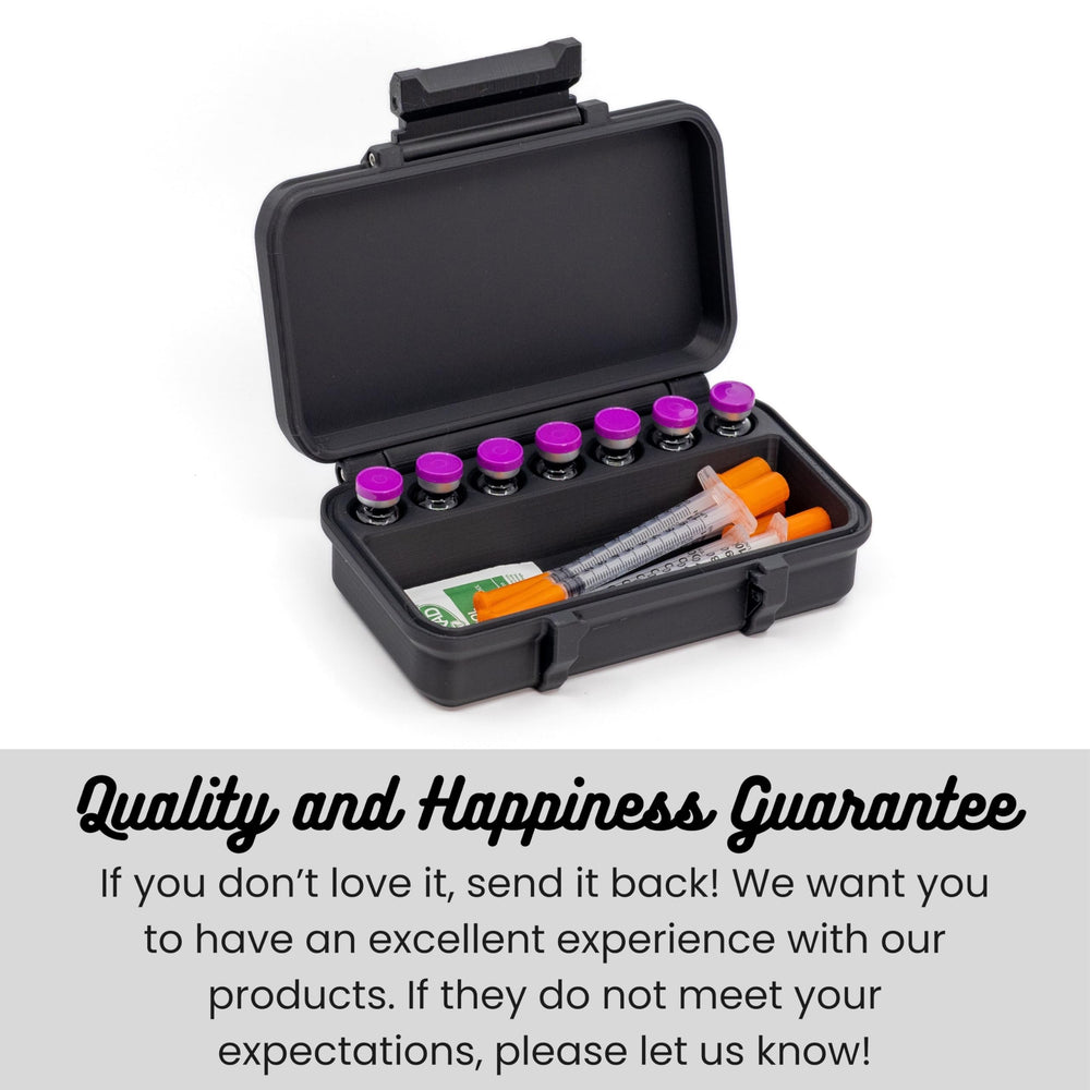 Peptide Case travel-ready in use with bag, ideal for on-the-go organization.