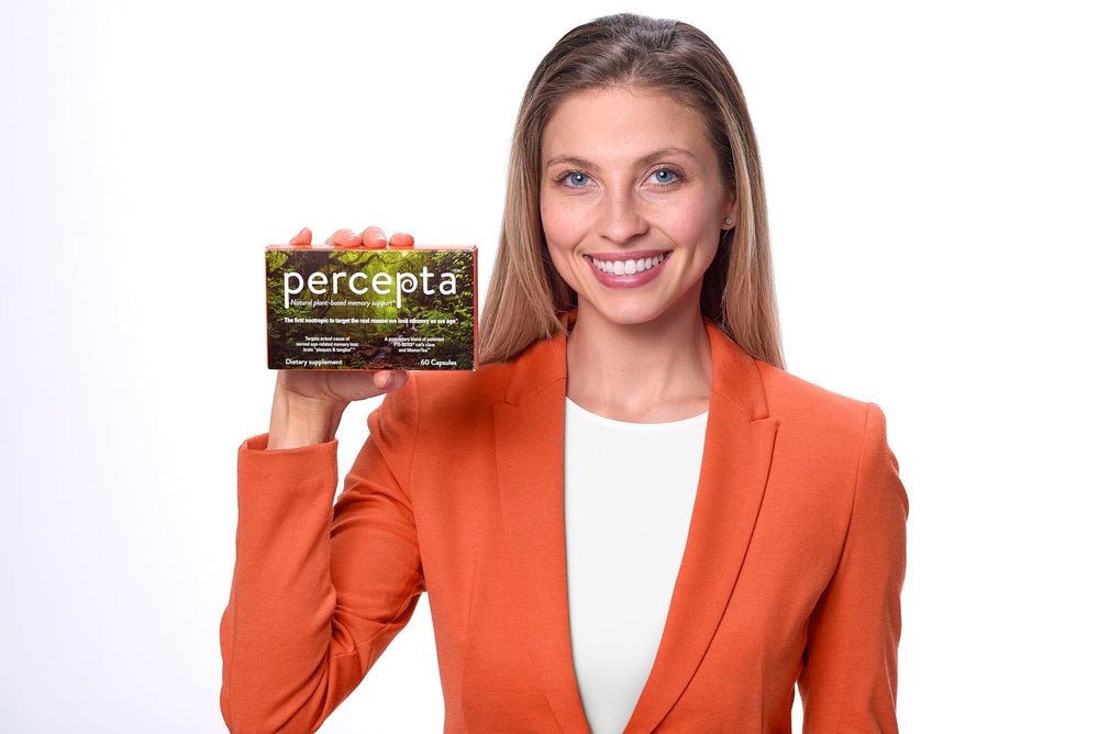 Percepta packaging box visible, signaling a 30-day memory support supply