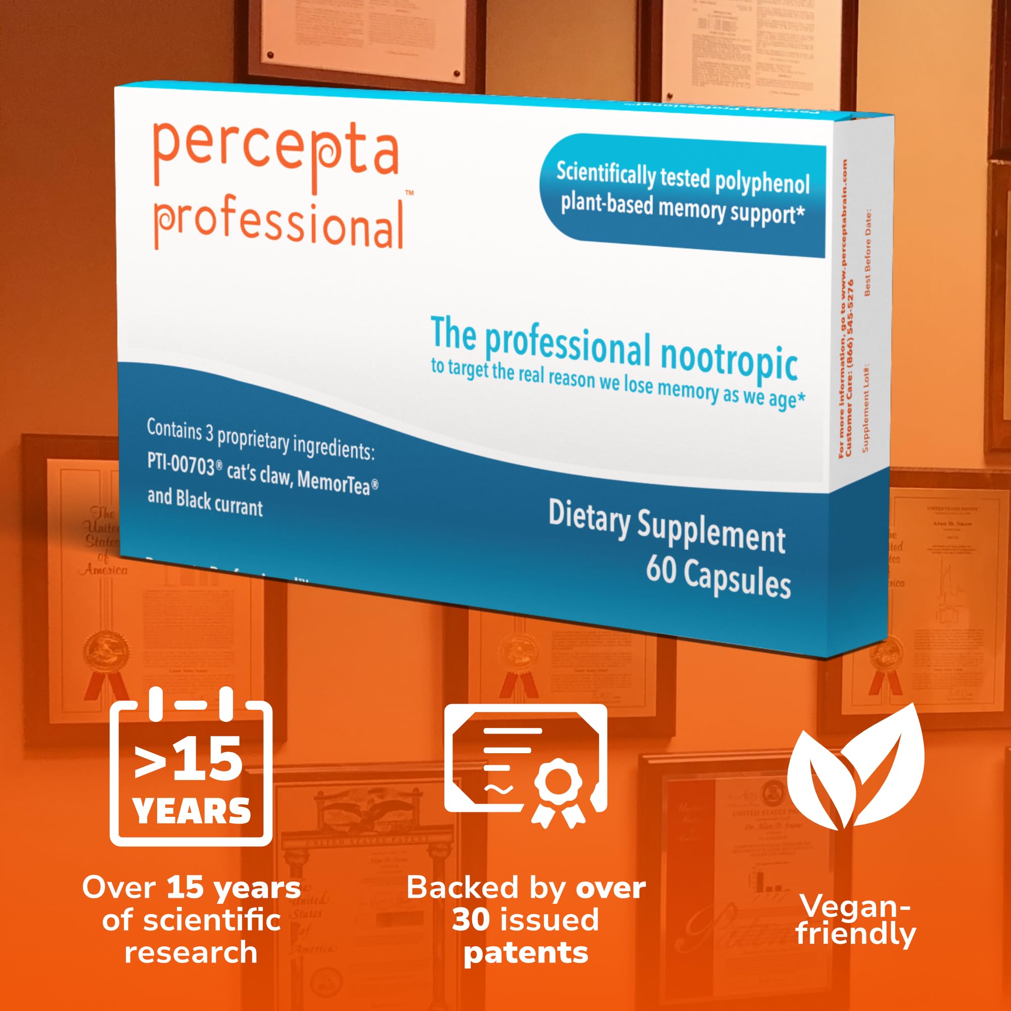 Percepta pills close-up shows easy daily dose for steady energy.