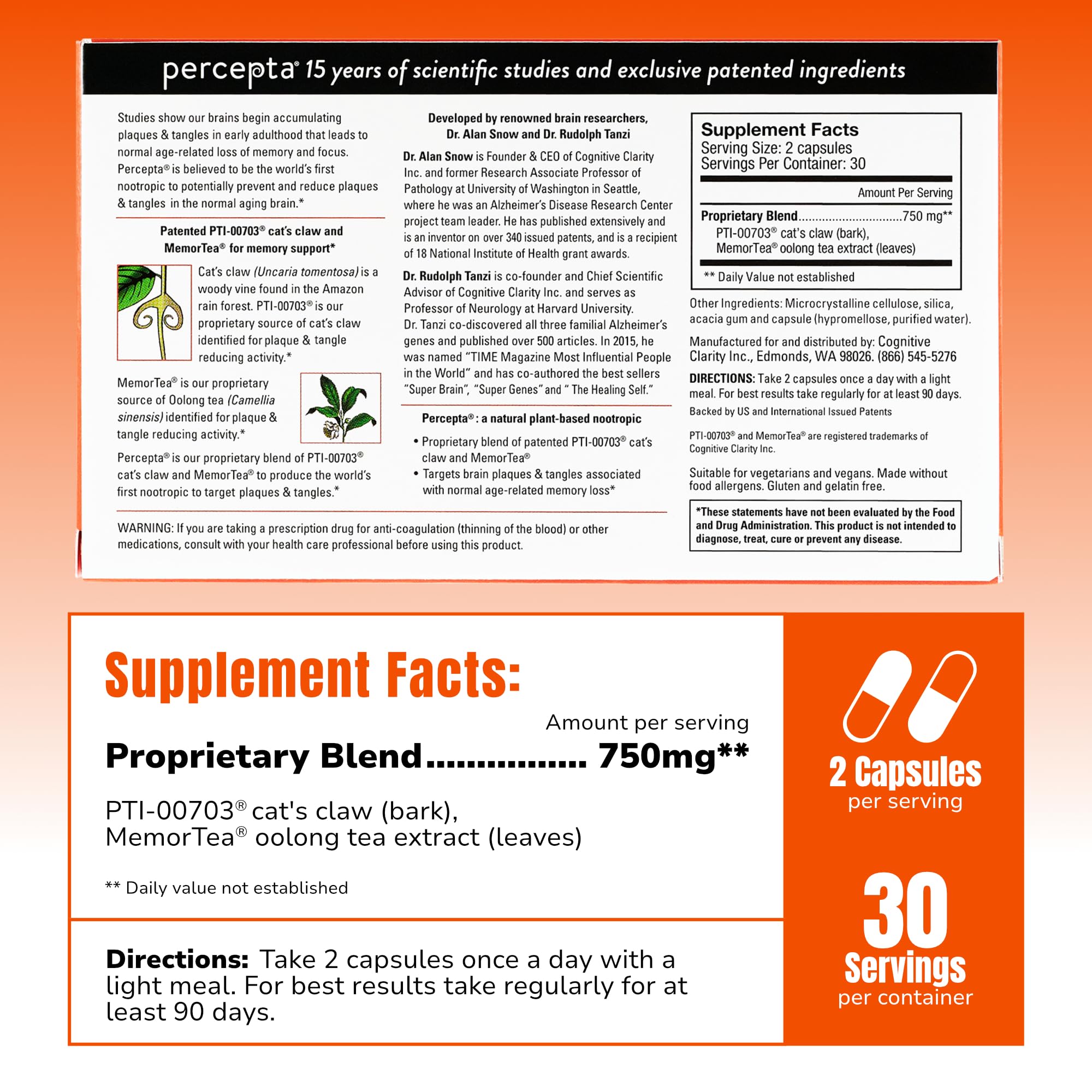 Percepta PTI00703 cat claw ingredient close up highlighting brain support potential
