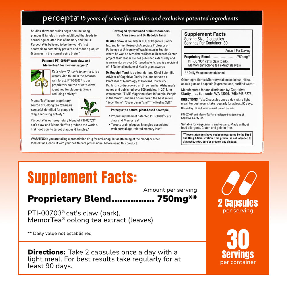 Percepta PTI00703 cat claw ingredient close up highlighting brain support potential